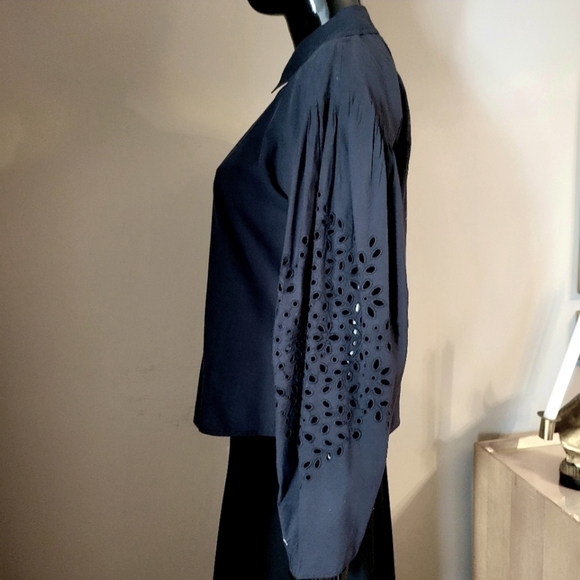 Tanya Taylor Black Blouse Size 2 NWT - Picture 5 of 8